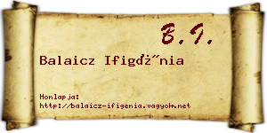 Balaicz Ifigénia névjegykártya